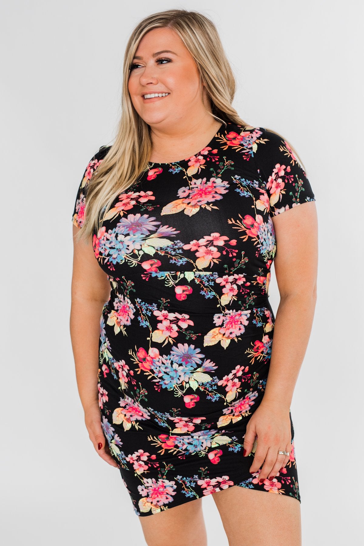 Make My Heart Sing Floral Dress- Black