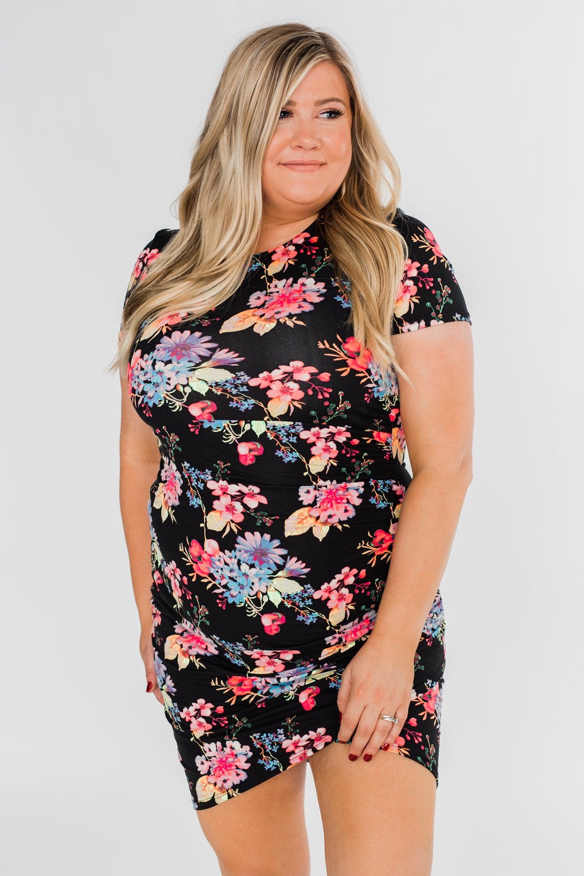 Make My Heart Sing Floral Dress- Black