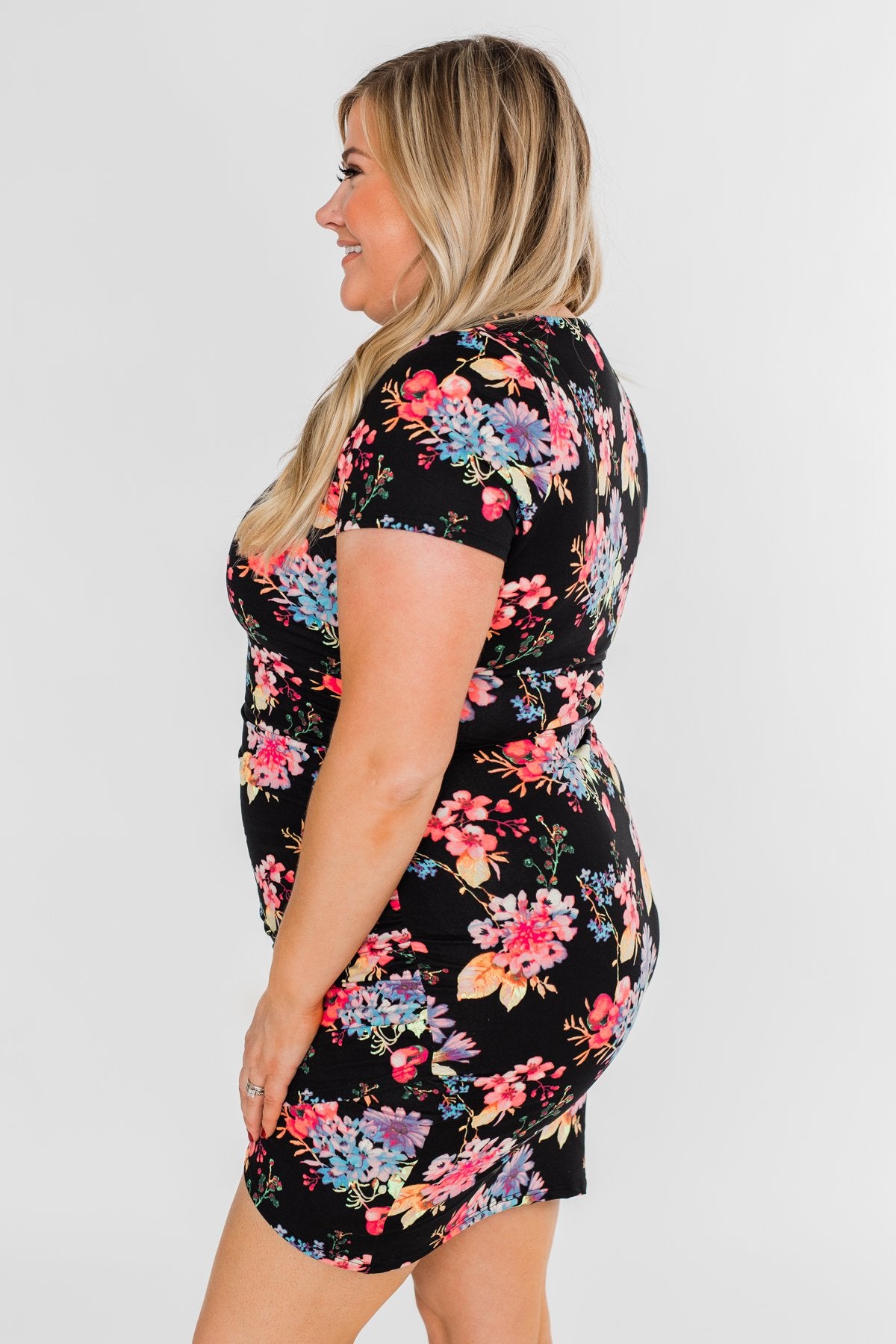 Make My Heart Sing Floral Dress- Black