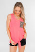 Living for Leopard Tie Tank Top- Neon Pink