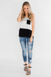Waffle Knit Color Block Tank Top- Black, Grey, and White