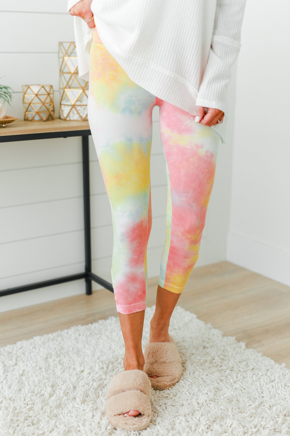 Tie-dye Leggings for Women in Pastel Colours with Tummy Control