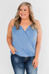 Something Simple Wrap Tank Top- Light Denim