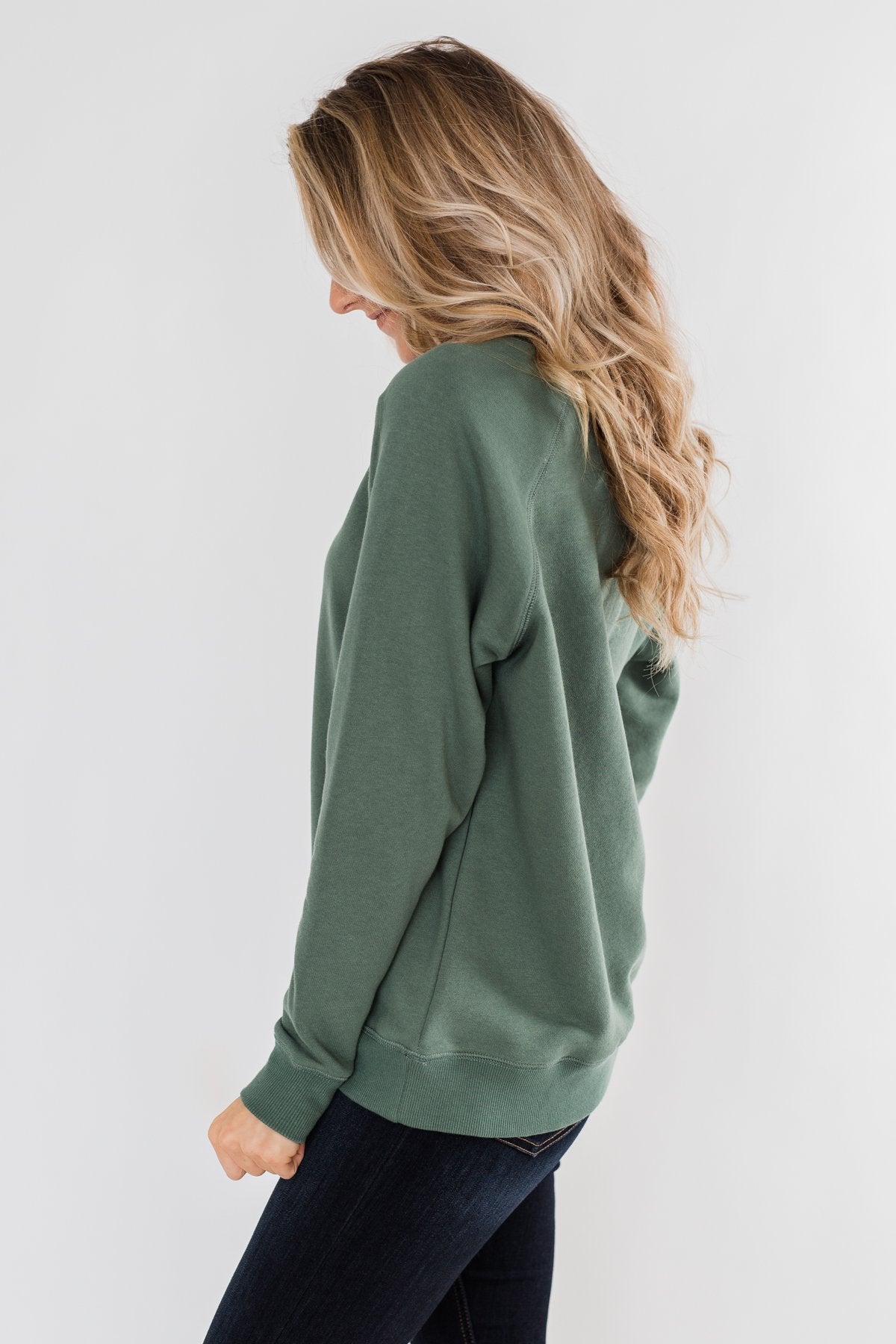 Pulse Basics Crew Neck Pullover- Dark Sage