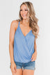 Something Simple Wrap Tank Top- Light Denim
