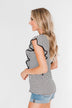 All The Good Things Striped Ruffle Top- Black & Ivory