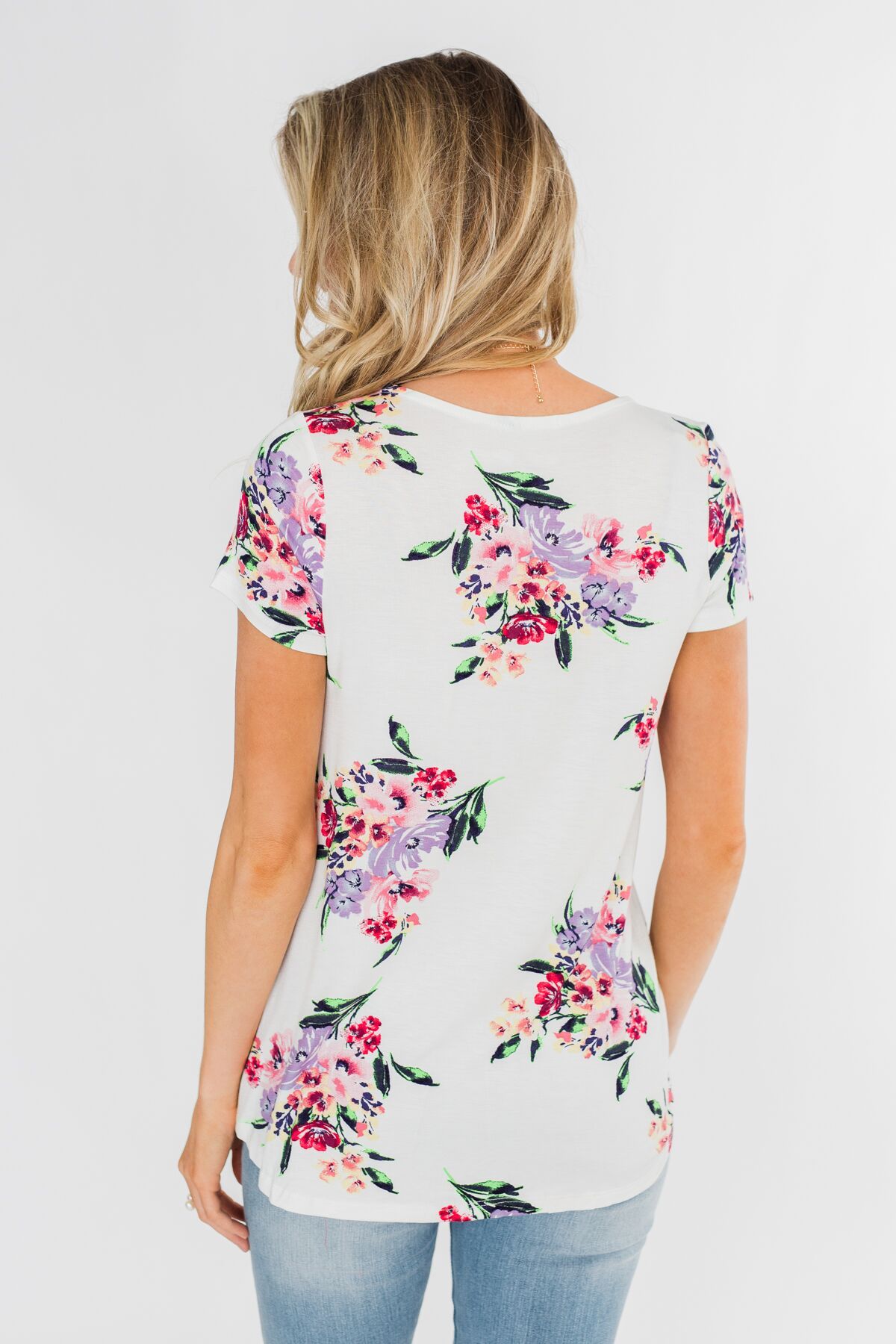Feeling the Floral Criss-Cross Top- Ivory