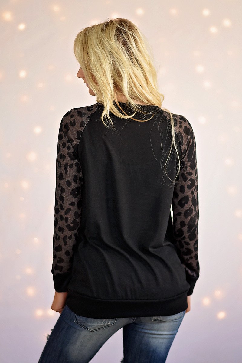 Leopard Bling Top ~ Coffee