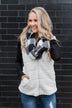 Faux Fur Zip Up Vest- Ivory