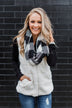 Faux Fur Zip Up Vest- Ivory