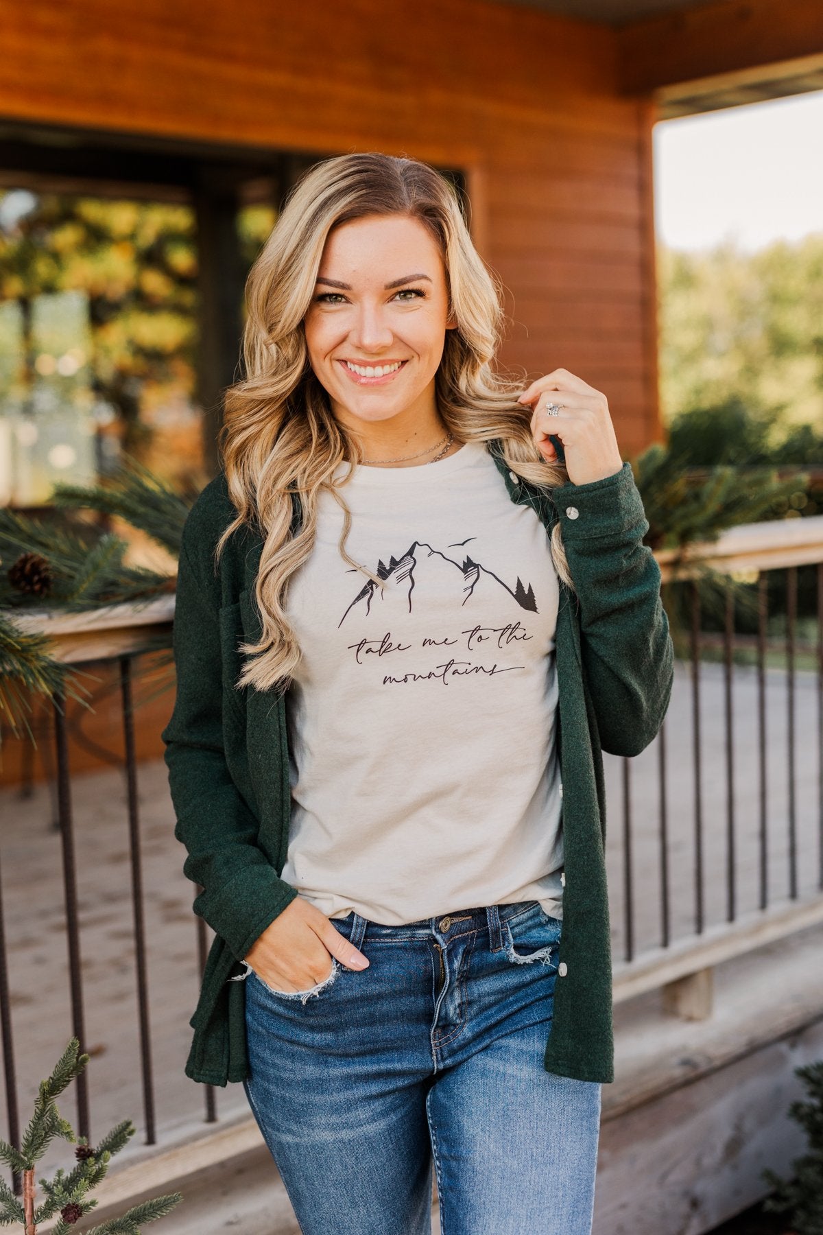 "Take Me To The Mountains" Graphic Tee- Cream