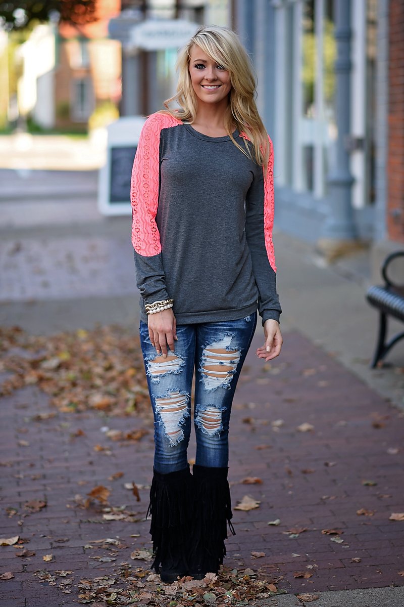 Lost In A Moment Top - Neon Coral
