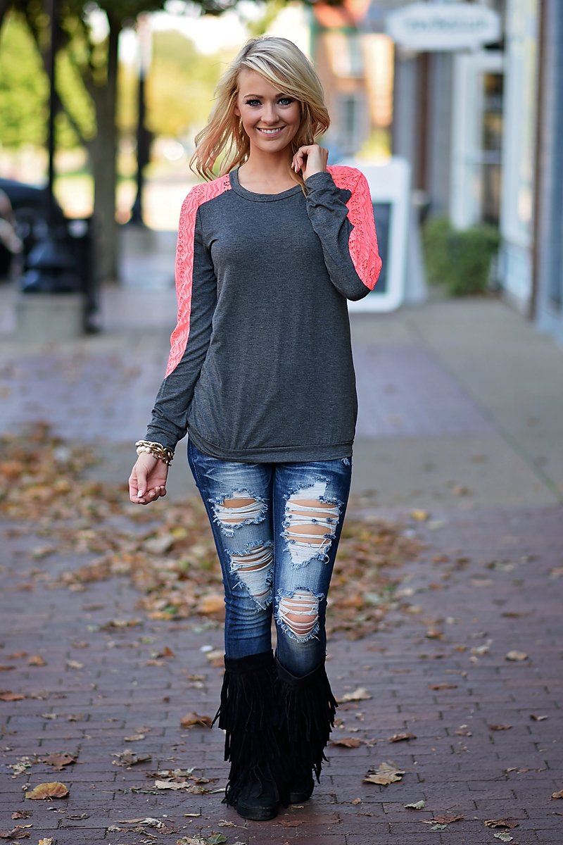 Lost In A Moment Top - Neon Coral