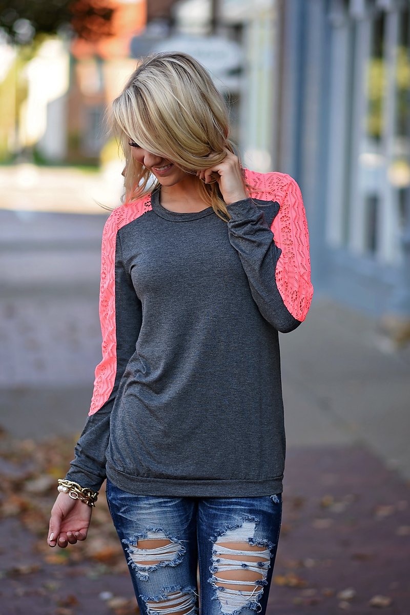 Lost In A Moment Top - Neon Coral