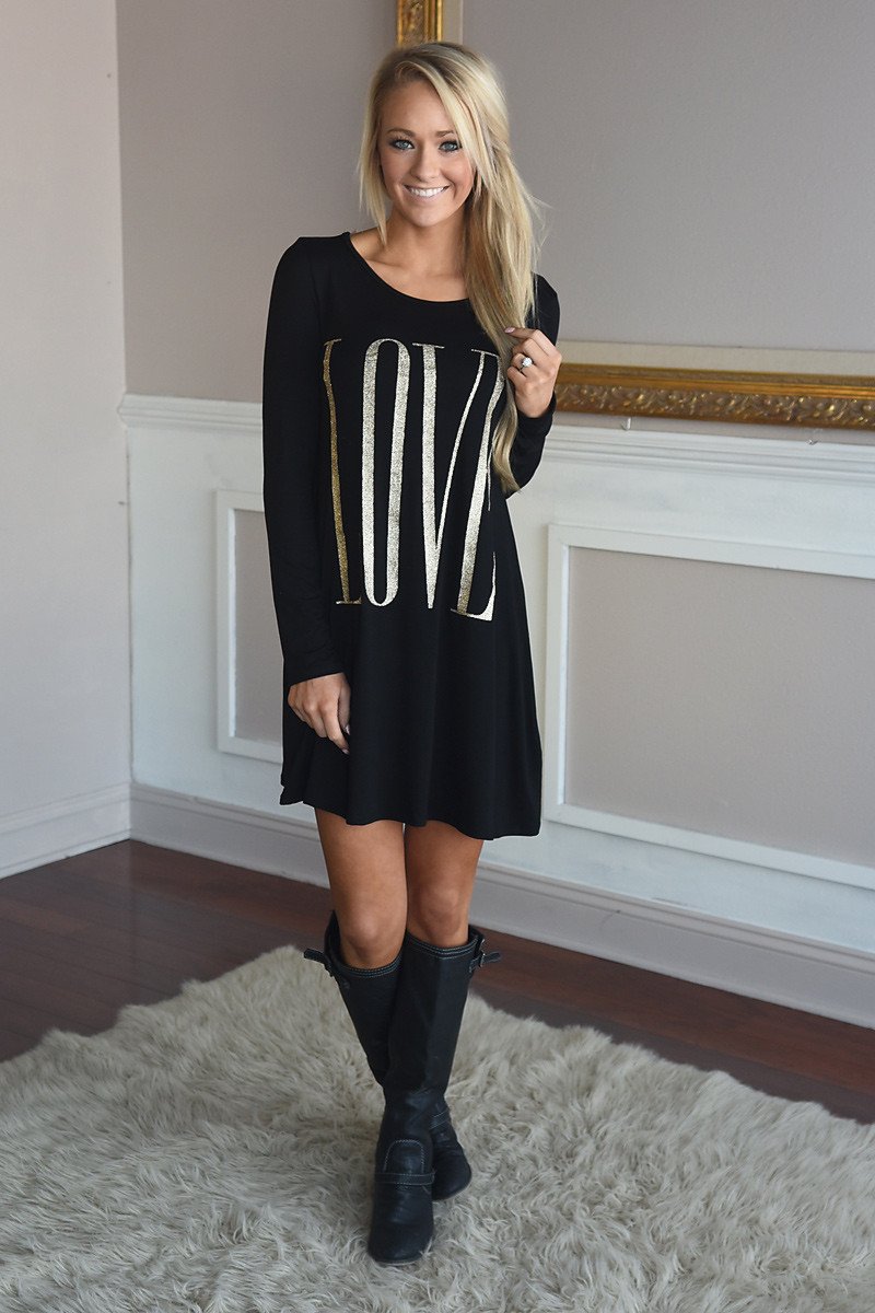 LOVE Tunic Top ~ Black Glitter LOVE Tunic Top ~ Black Glitter