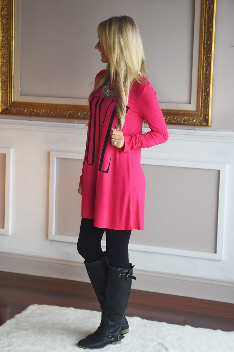 LOVE Tunic Top ~ Hot Pink