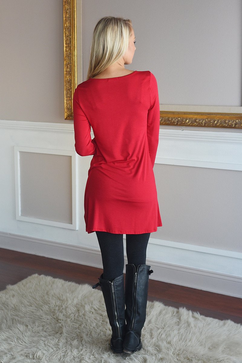 LOVE Tunic Top Red ~ Gold Glitter