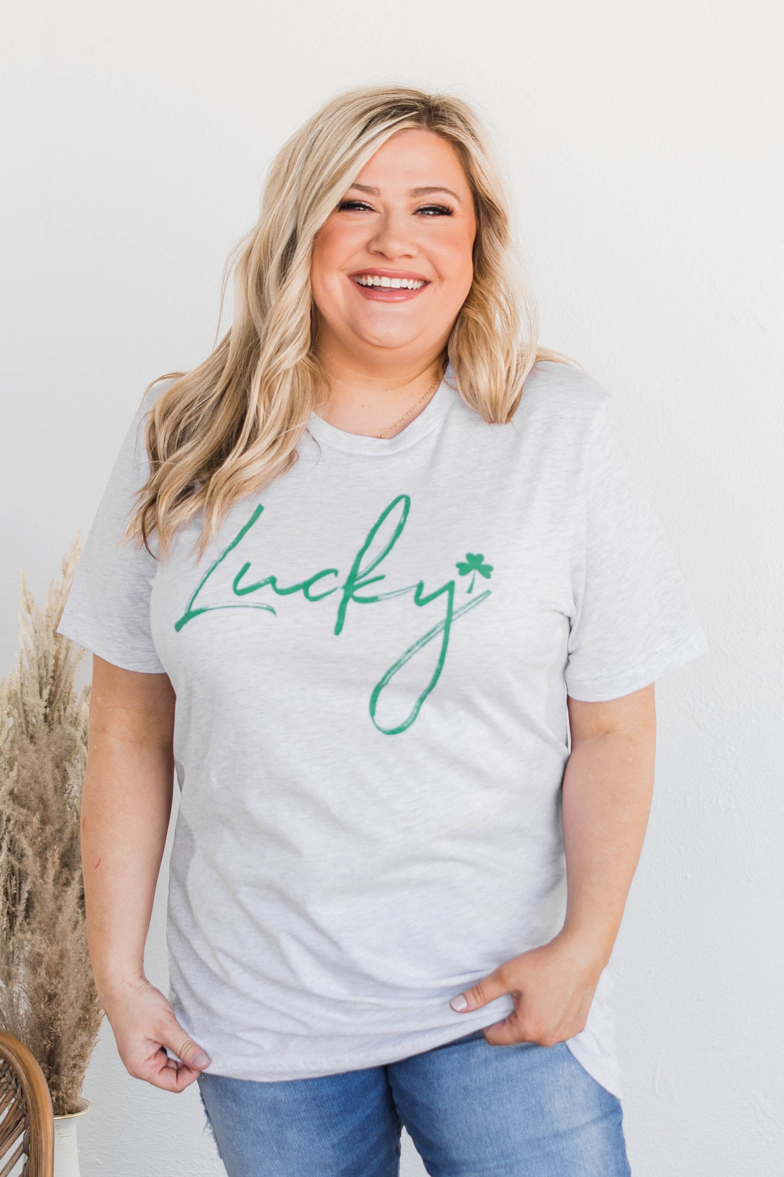 Always "Lucky" Graphic Tee- Grey