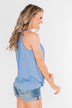 Something Simple Wrap Tank Top- Light Denim