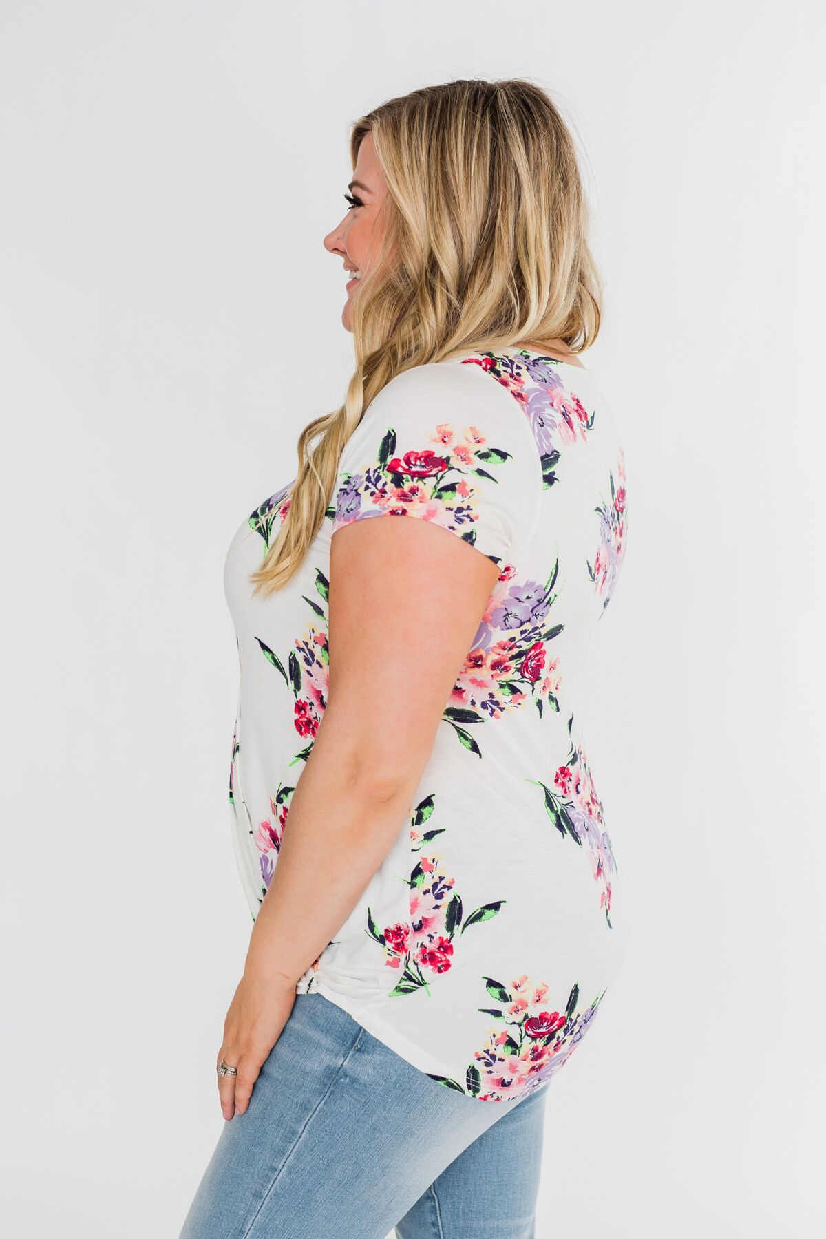 Feeling the Floral Criss-Cross Top- Ivory