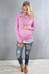 Ampersand Ave. Double Hooded Sweatshirt ~ Magenta