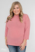 Cute As A Button 3/4 Sleeve Top- Sherbet Pink