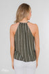 Among the Wild Wrap Detail Tank Top- Dark Olive