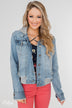 C'est Toi Distressed Hooded Denim Jacket- Medium Wash