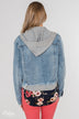 C'est Toi Distressed Hooded Denim Jacket- Medium Wash