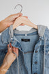C'est Toi Distressed Hooded Denim Jacket- Medium Wash