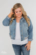 C'est Toi Distressed Hooded Denim Jacket- Medium Wash