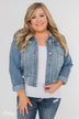 C'est Toi Distressed Hooded Denim Jacket- Medium Wash