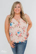 Happy Endings Floral Criss Cross Tank Top- Blush