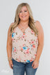 Happy Endings Floral Criss Cross Tank Top- Blush