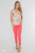 Happy Endings Floral Criss Cross Tank Top- Blush