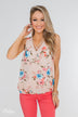 Happy Endings Floral Criss Cross Tank Top- Blush