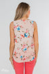 Happy Endings Floral Criss Cross Tank Top- Blush