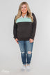On the Go Quarter Zip Pullover- Mint & Charcoal
