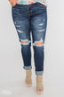 C'est Toi Distressed Ankle Cuff Skinnies- Polly Wash