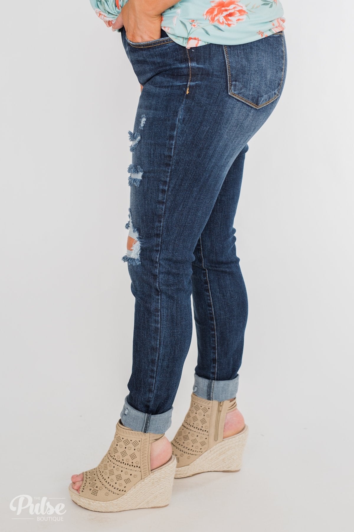 C'est Toi Distressed Ankle Cuff Skinnies- Polly Wash