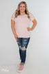 Solid V-Neck Pocket Top- Blush