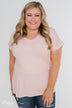 Solid V-Neck Pocket Top- Blush