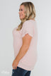 Solid V-Neck Pocket Top- Blush