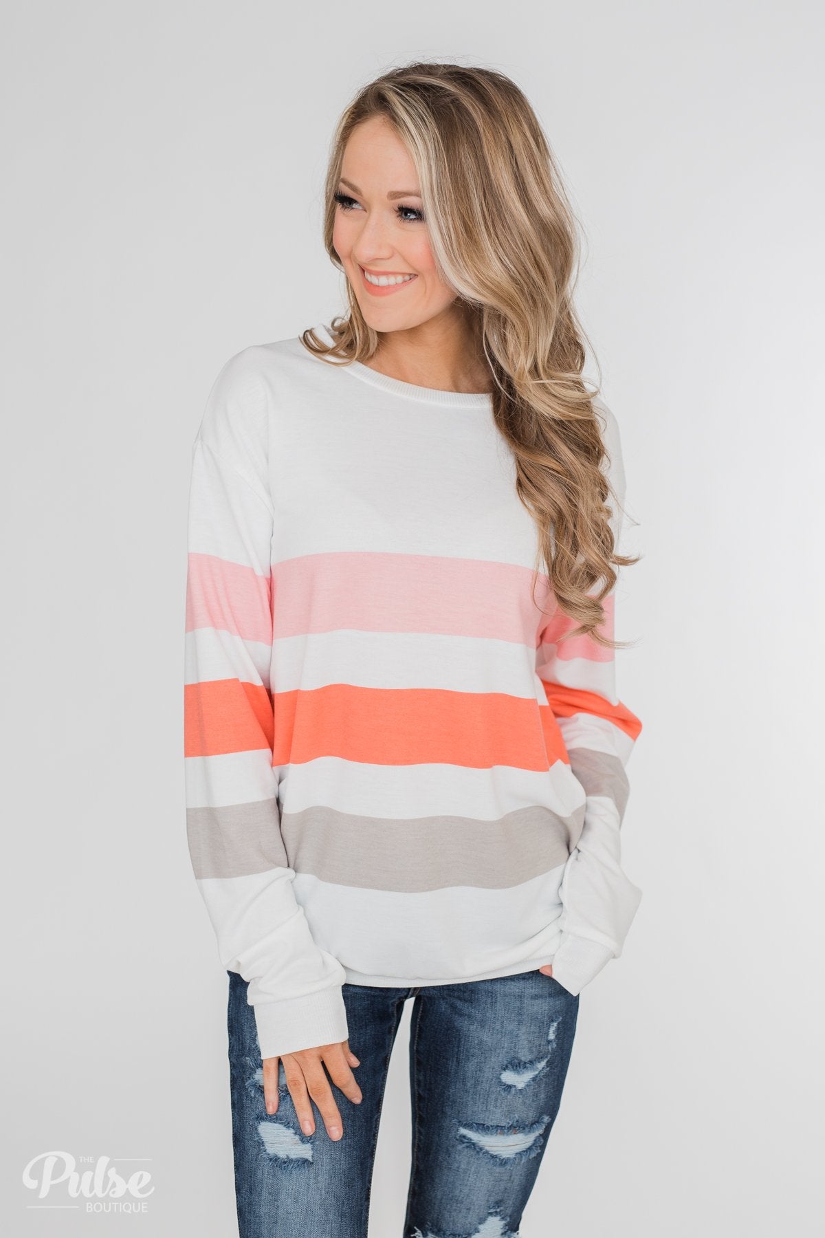 Dreaming of Spring Striped Pullover Top- Ivory