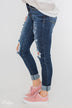 C'est Toi Distressed Ankle Cuff Skinnies- Polly Wash