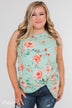 Beauty In Everything Floral Knot Top- Mint