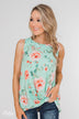 Beauty In Everything Floral Knot Top- Mint