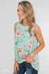 Beauty In Everything Floral Knot Top- Mint
