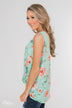 Beauty In Everything Floral Knot Top- Mint