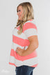 Hello to You Wide Stripe V-Neck Top- Coral